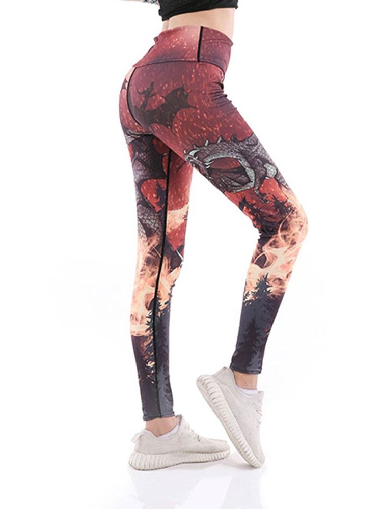 Anti-Svette Print Tegneserie Yoga Bukser Tiktok Leggings Med Høy Midje