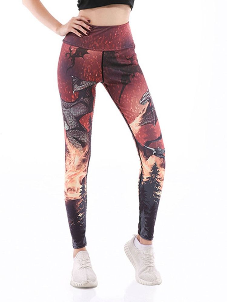 Anti-Svette Print Tegneserie Yoga Bukser Tiktok Leggings Med Høy Midje