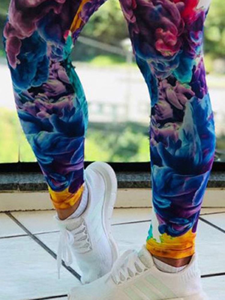 Blomstertrykk For Kvinner Gym Sport Leggings I Full Lengde Yogabukser Tiktok Leggings Med Høy Midje