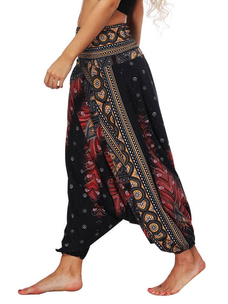 Bohemian Geometry Print Yoga Harem Jogger Bukser