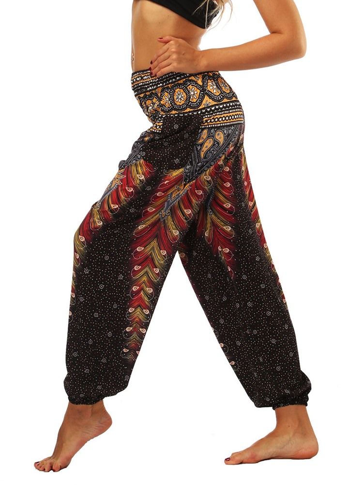 Boho Geometrisk Print Street Dance Yoga Bukser