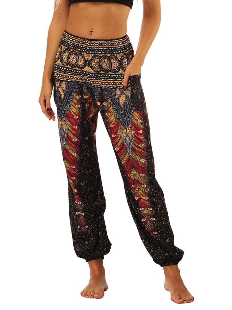 Boho Geometrisk Print Street Dance Yoga Bukser