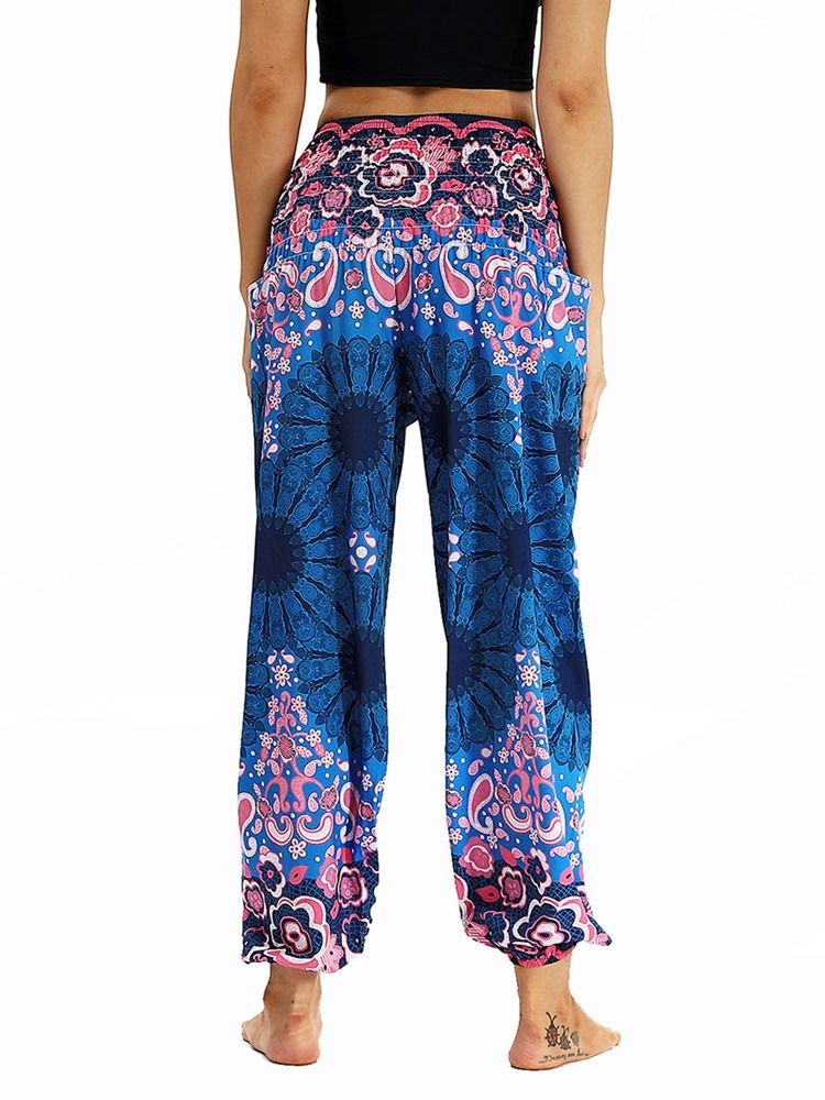 Boho Print Elastisk Midje Yoga Harem Joggerbukse