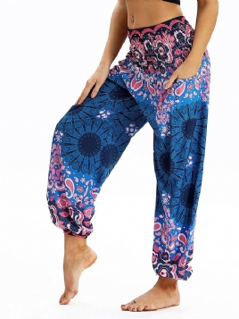 Boho Print Elastisk Midje Yoga Harem Joggerbukse