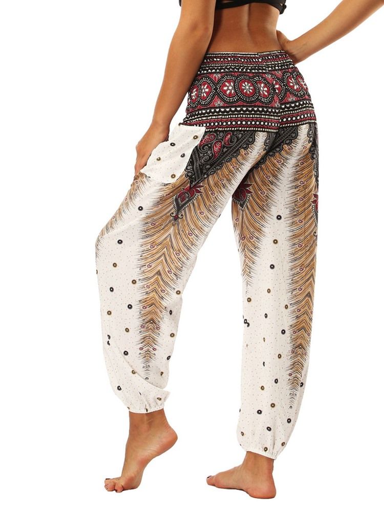 Boho Print Geometric Summer Yoga Harem Bukser