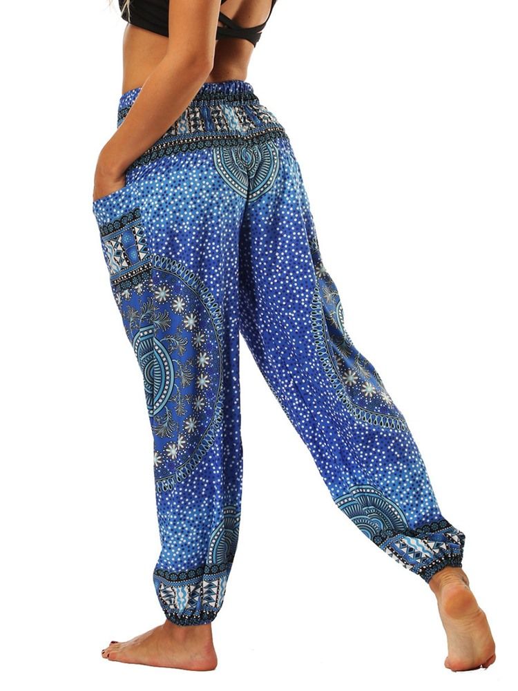 Boho Print Geometric Yoga Harem Jogger Bukser