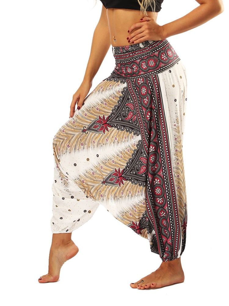 Boho Print Yoga Harem Joggerbukser