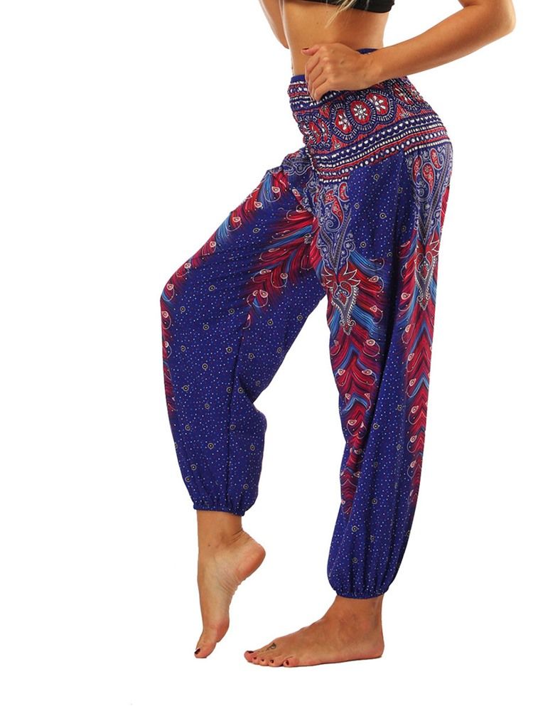 Boho Yoga Harem Bukser Med Geometrisk Trykk