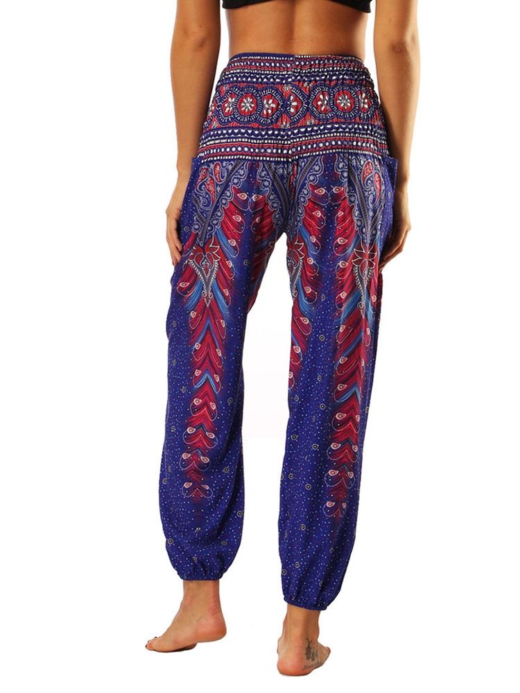 Boho Yoga Harem Bukser Med Geometrisk Trykk