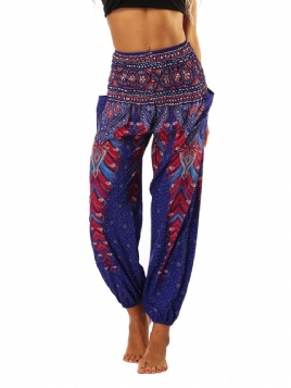 Boho Yoga Harem Bukser Med Geometrisk Trykk