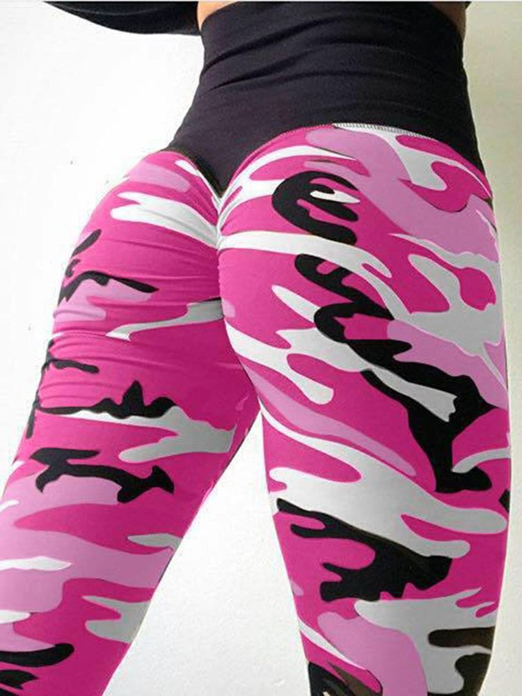 Camouflage Anti-Svette Yoga Leggings Yogabukser Tiktok Leggings Med Høy Midje