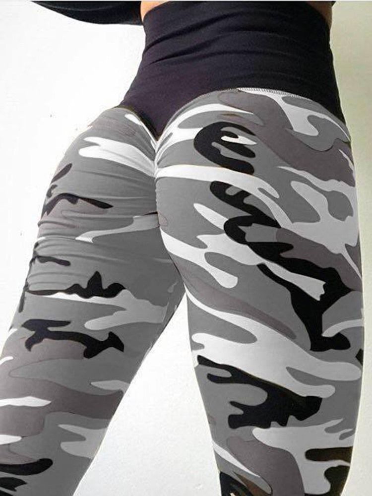 Camouflage Anti-Svette Yoga Leggings Yogabukser Tiktok Leggings Med Høy Midje