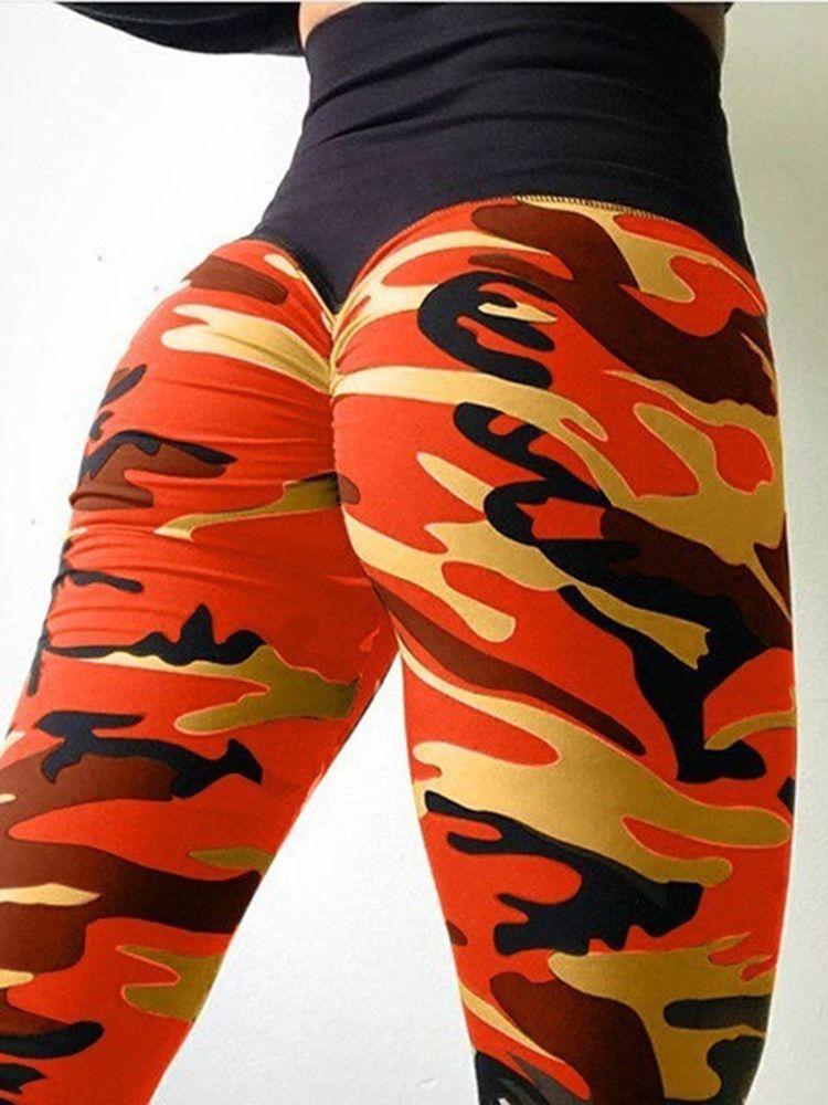 Camouflage Anti-Svette Yoga Leggings Yogabukser Tiktok Leggings Med Høy Midje