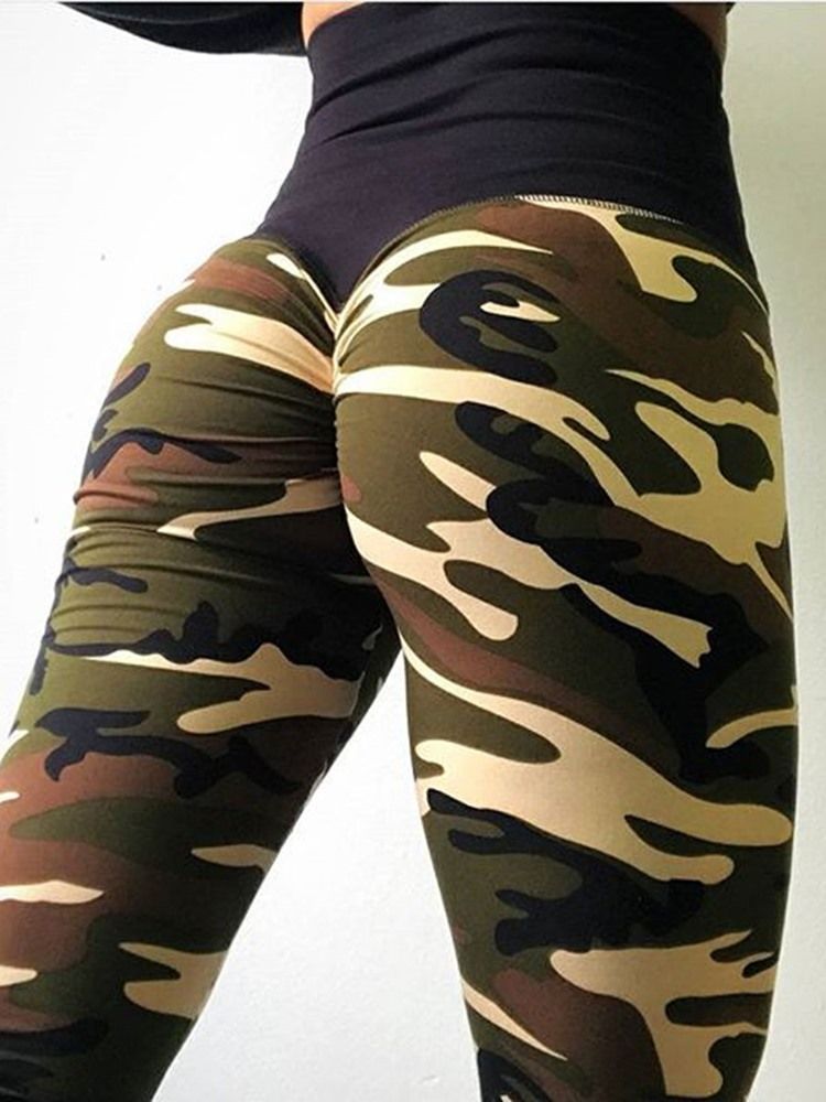 Camouflage Anti-Svette Yoga Leggings Yogabukser Tiktok Leggings Med Høy Midje