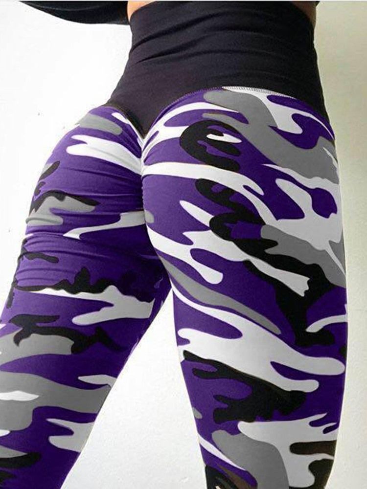 Camouflage Anti-Svette Yoga Leggings Yogabukser Tiktok Leggings Med Høy Midje