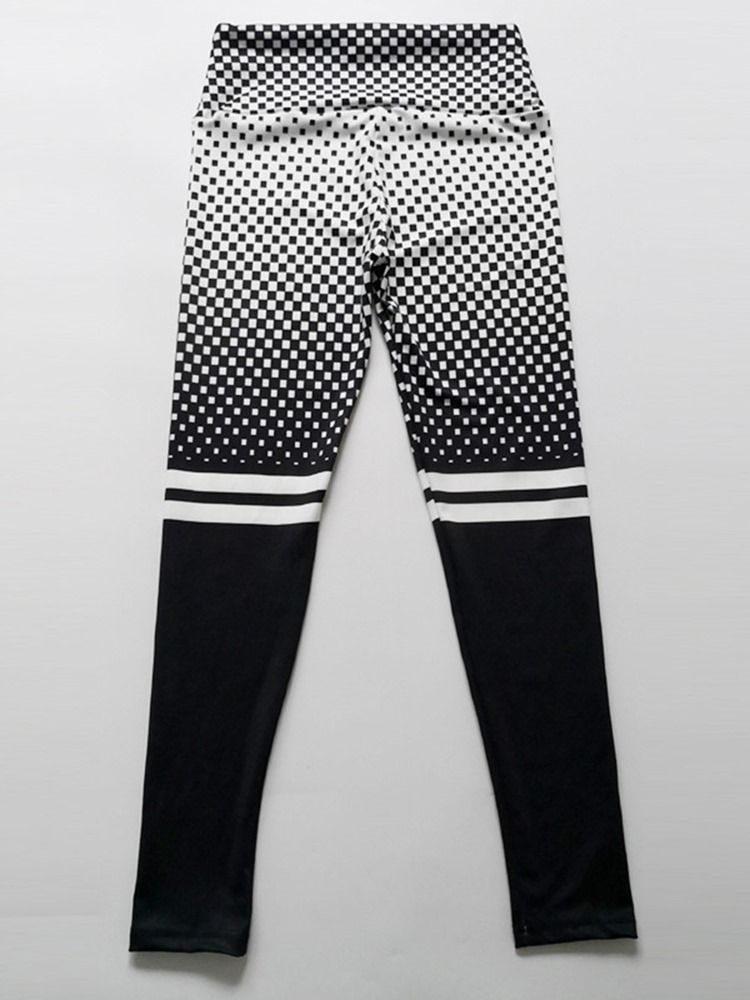 Color Block Plaid Print Høy Midje Leggings For Kvinner Yogabukser Høy Midje Tiktok Leggings