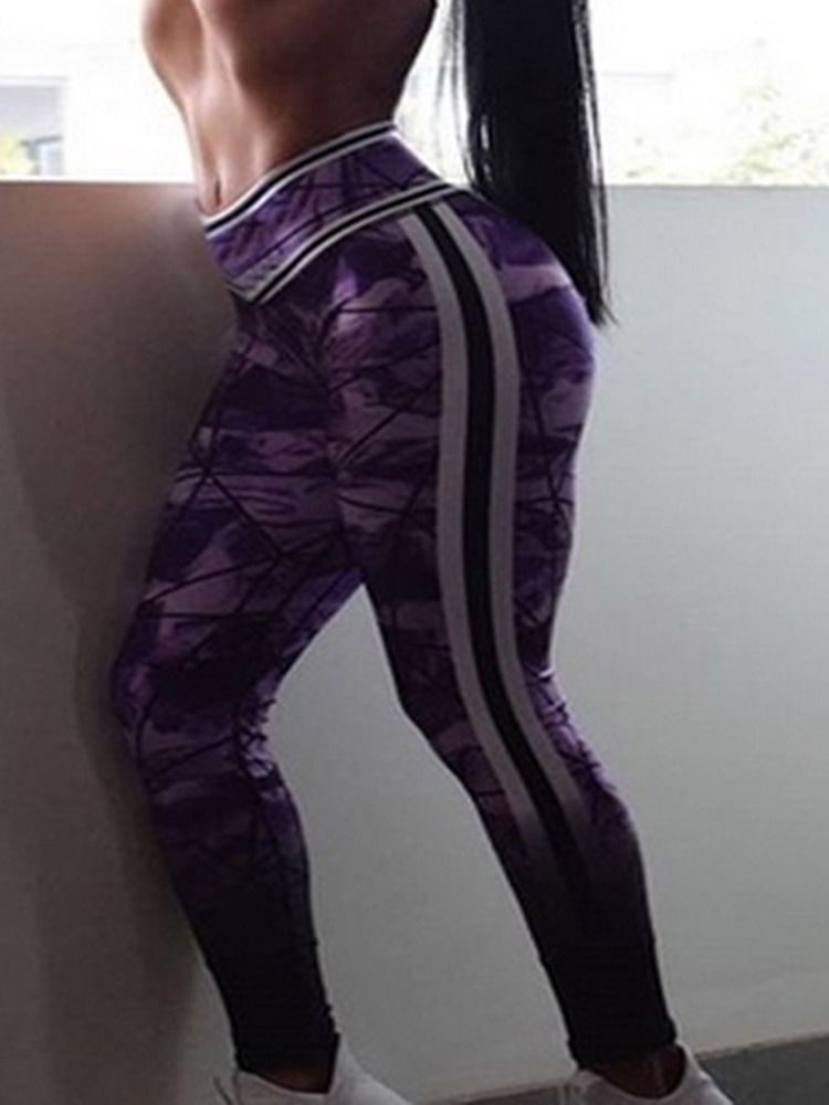 Color Block Print Full Lengde Gym Sports Yoga Bukser Høy Midje Tiktok Leggings