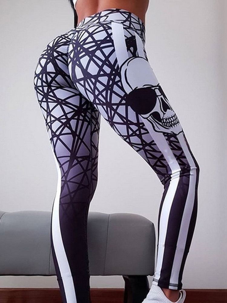 Color Block Print Full Lengde Gym Sports Yoga Bukser Høy Midje Tiktok Leggings