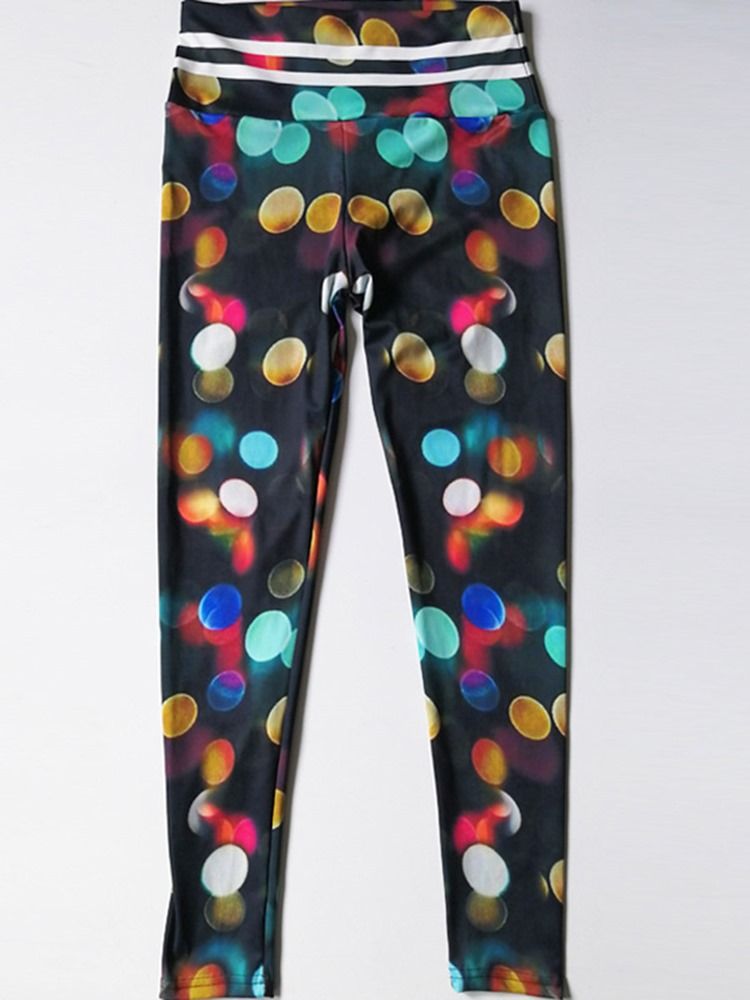 Color Block Print Gym Sports Yoga Bukser Høy Midje Tiktok Leggings