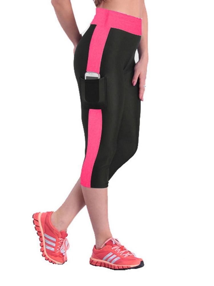 Color Block Pustende Mid-Calf Sports Gym Short Leggings