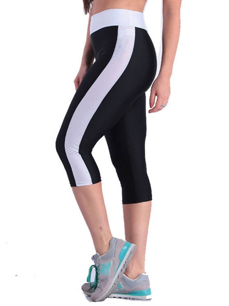 Color Block Pustende Mid-Calf Sports Gym Short Leggings