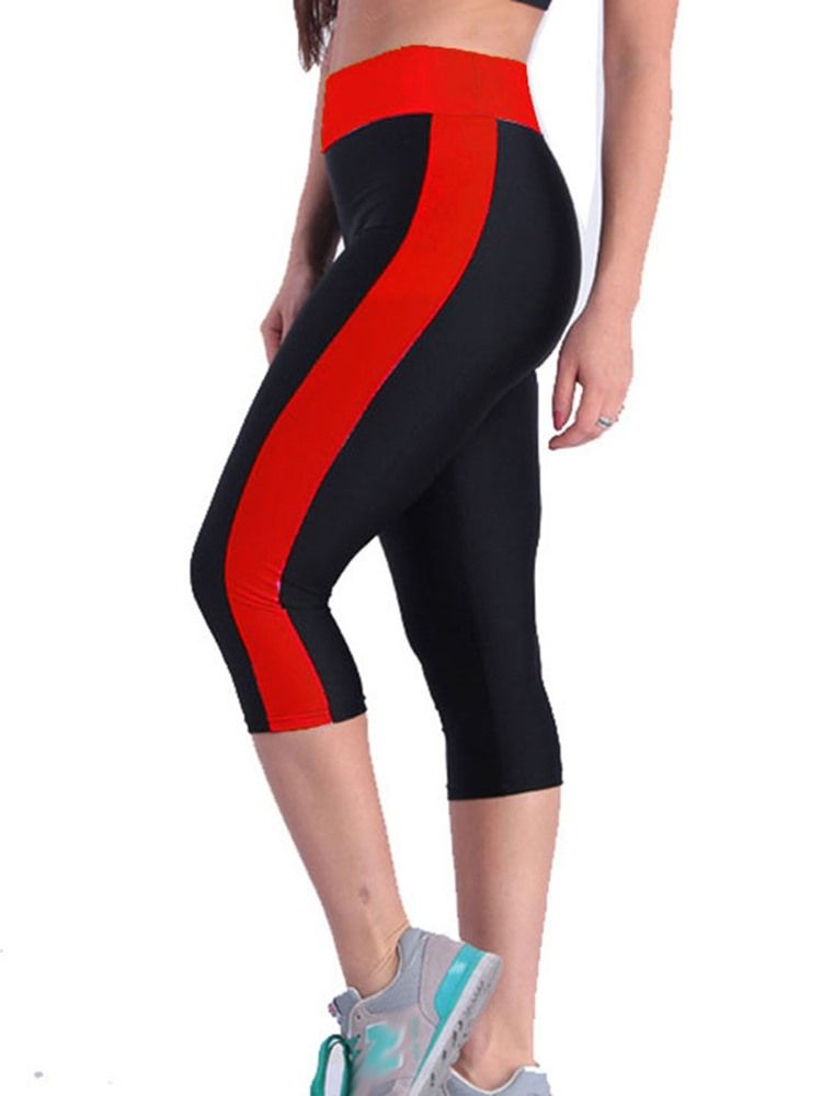 Color Block Pustende Mid-Calf Sports Gym Short Leggings