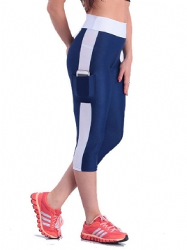 Color Block Pustende Mid-Calf Sports Gym Short Leggings