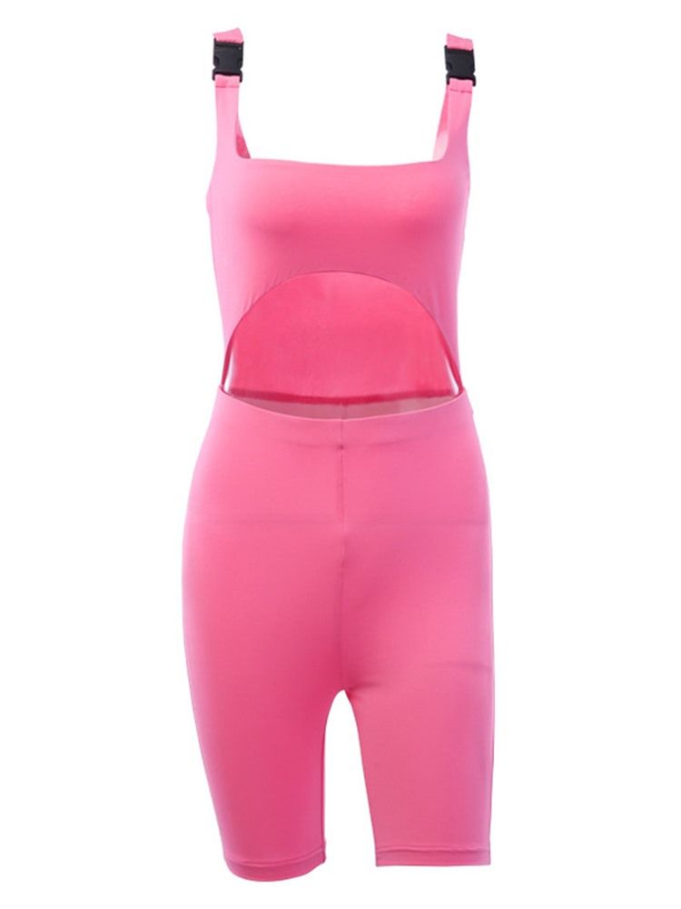 Dame Solid Casual Tight Bag Spenne Sports Jumpsuit