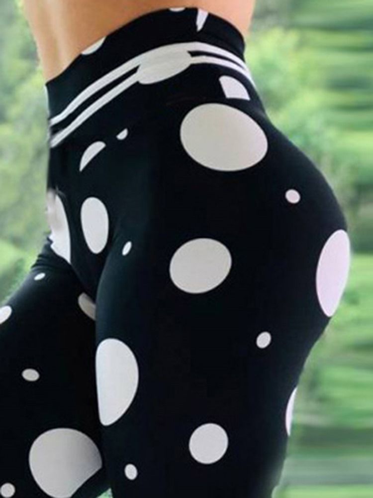 Dametrykk Polka Dots Yogabukser I Full Lengde Tiktok Leggings Med Høy Midje