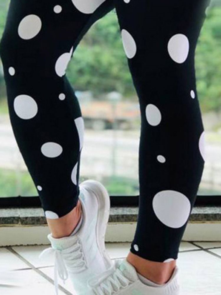 Dametrykk Polka Dots Yogabukser I Full Lengde Tiktok Leggings Med Høy Midje