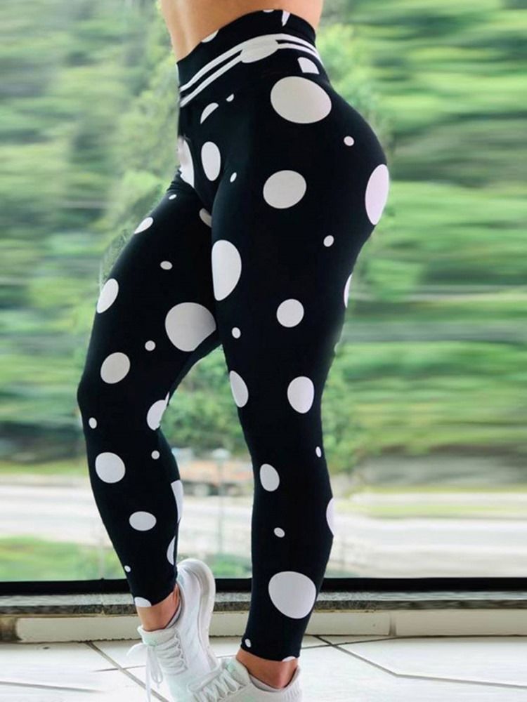 Dametrykk Polka Dots Yogabukser I Full Lengde Tiktok Leggings Med Høy Midje