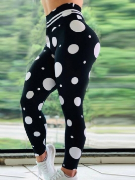 Dametrykk Polka Dots Yogabukser I Full Lengde Tiktok Leggings Med Høy Midje