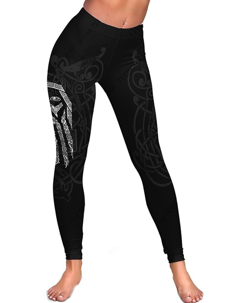 Geometrisk Sports Print Høy Midje Tiktok Leggings