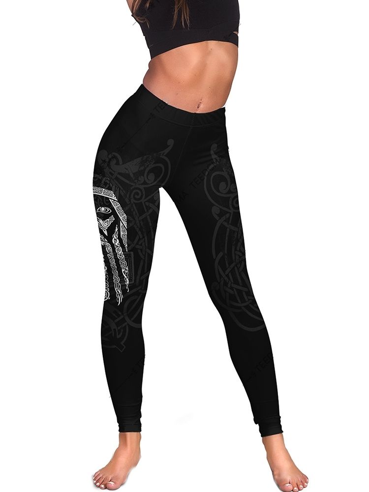 Geometrisk Sports Print Høy Midje Tiktok Leggings