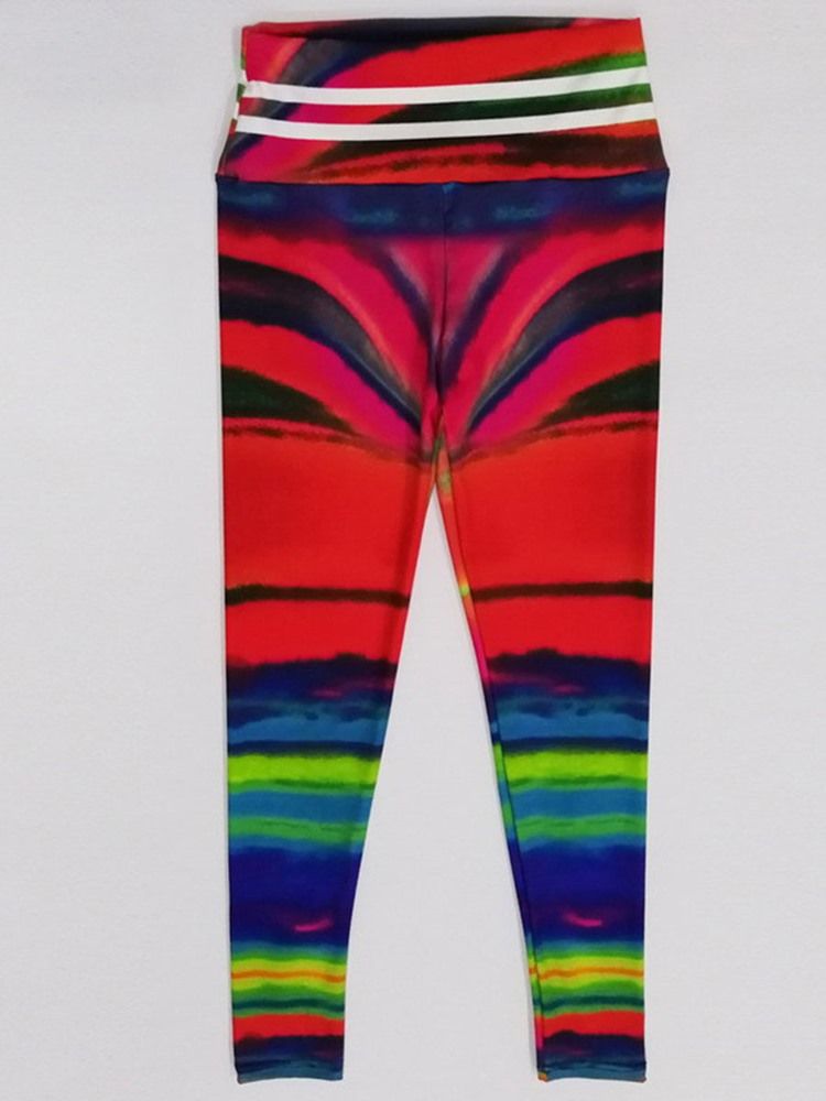 Gradient Polyester Pustende Print Full Lengde Yogabukser Høy Midje Tiktok Leggings