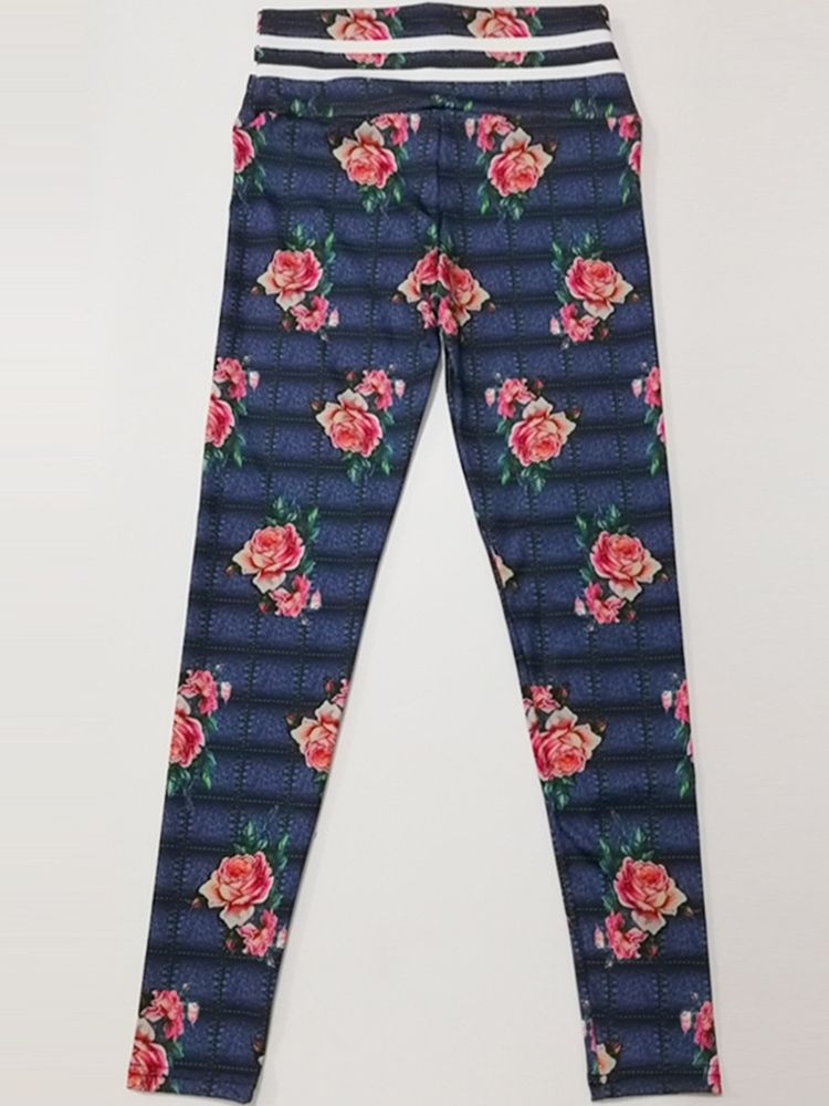 Gym Sport Fitness Floral Pustende Yogabukser Tiktok Leggings Med Høy Midje