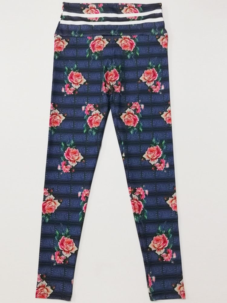 Gym Sport Fitness Floral Pustende Yogabukser Tiktok Leggings Med Høy Midje