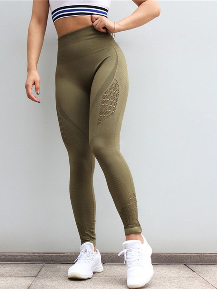 Hurtigtørrende Nylon Solid Tennis Leggings I Full Lengde Yoga Tiktok Leggings Med Høy Midje