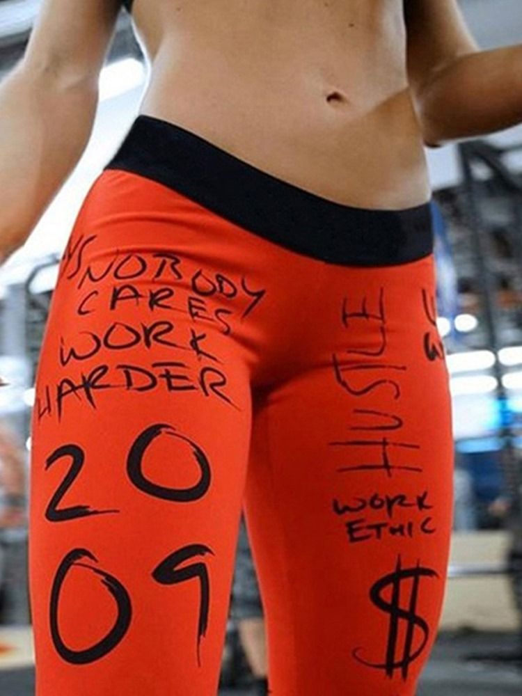 Kvinne Letter Print Fitness Løpe Yoga Leggings Høy Midje Tiktok Leggings