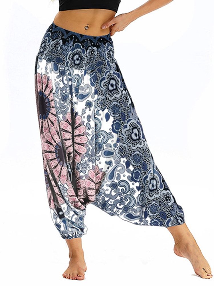 Kvinners Boho Print Polyester Yoga Harem Bukser