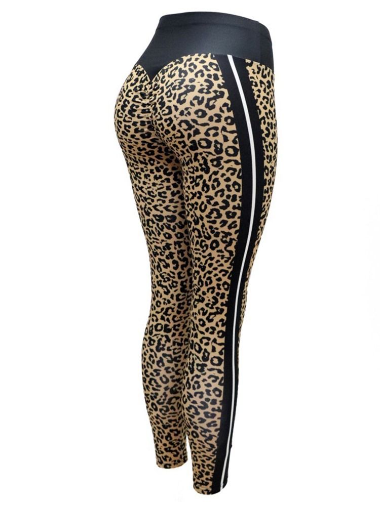 Leopardtrykk Pustende Yogabukser For Kvinner Tiktok-Leggings Med Høy Midje