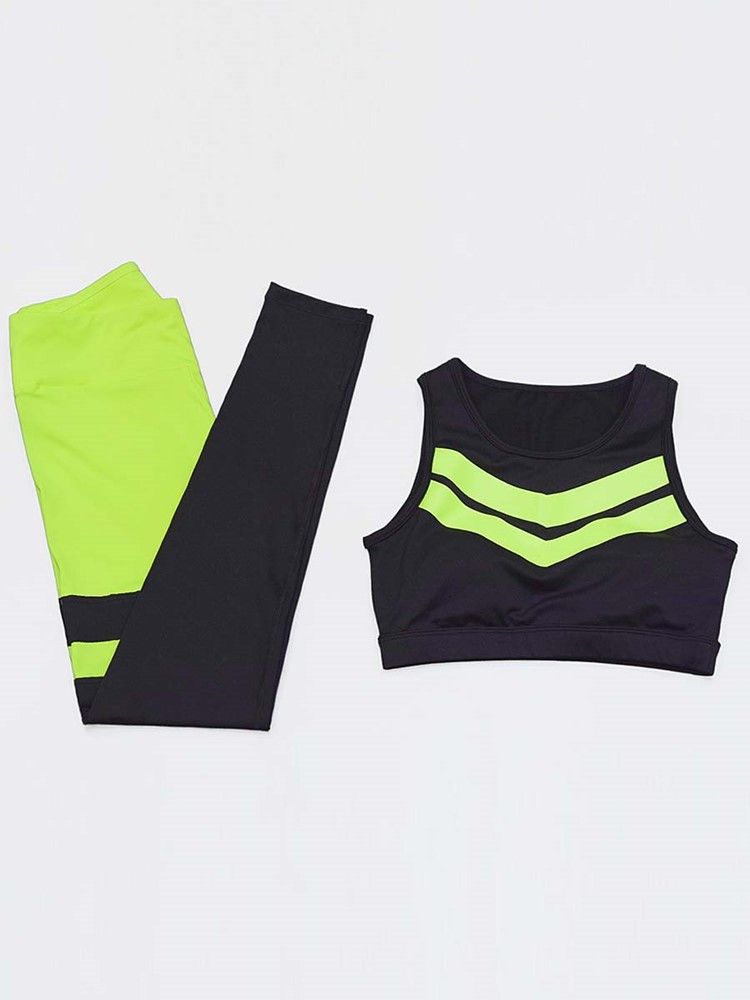 Patchwork Color Block Anti-Sweat Yoga Sportssett Uten Erme