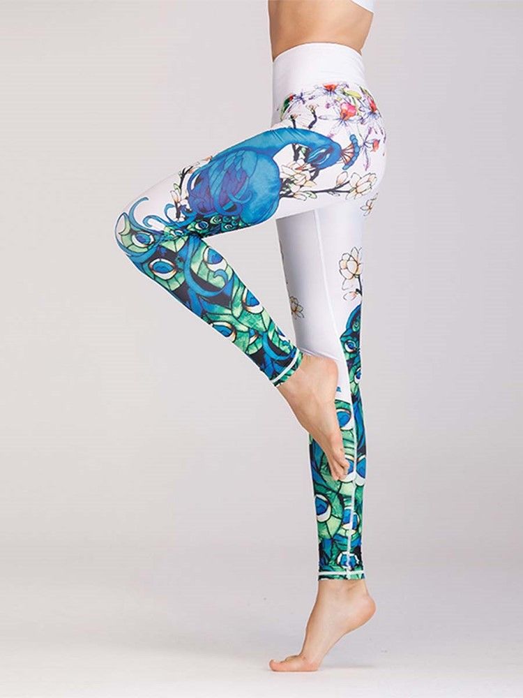 Polyester Anti-Svette Print Animal Kvinnelige Løpebukser Yogabukser Høy Midje Tiktok Leggings