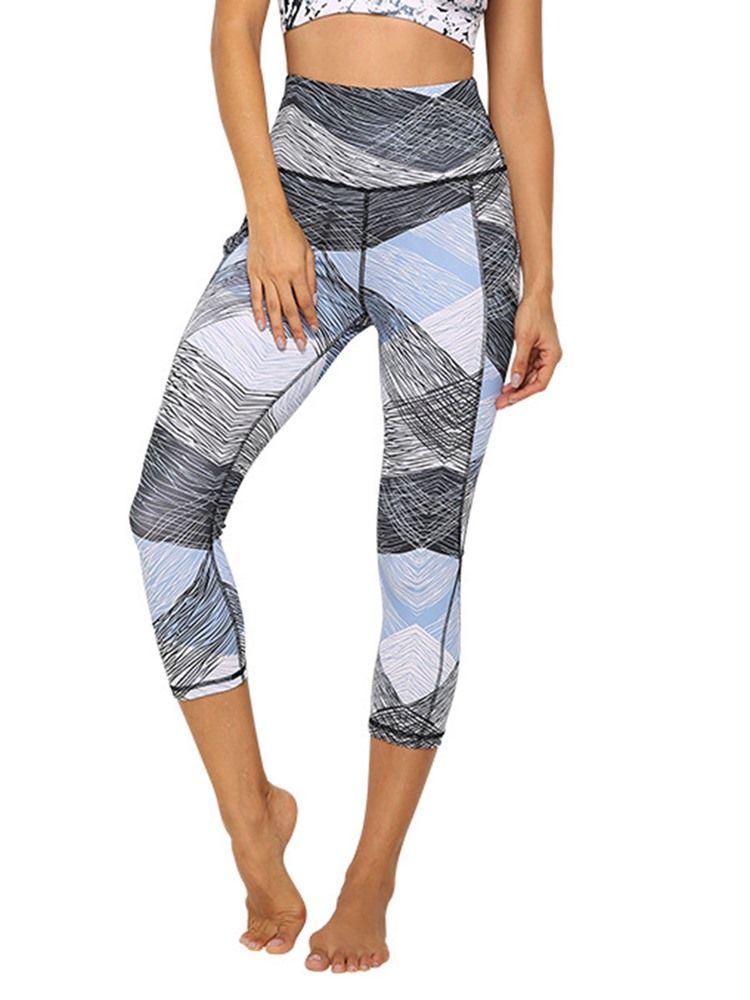 Polyester Quick Dry Lommer Color Block Dame Badminton Yoga Bukser Høy Midje Tiktok Leggings