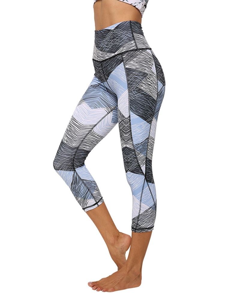 Polyester Quick Dry Lommer Color Block Dame Badminton Yoga Bukser Høy Midje Tiktok Leggings