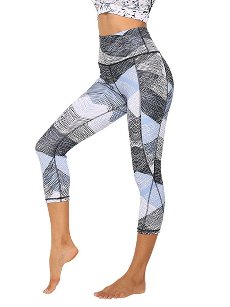 Polyester Quick Dry Lommer Color Block Dame Badminton Yoga Bukser Høy Midje Tiktok Leggings