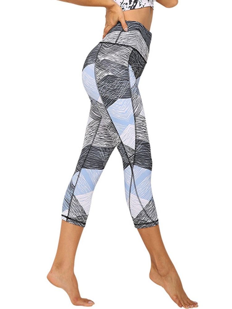 Polyester Quick Dry Lommer Color Block Dame Badminton Yoga Bukser Høy Midje Tiktok Leggings