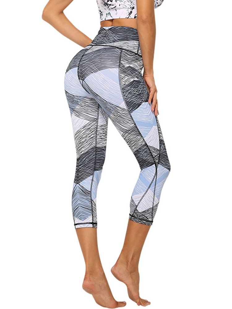 Polyester Quick Dry Lommer Color Block Dame Badminton Yoga Bukser Høy Midje Tiktok Leggings