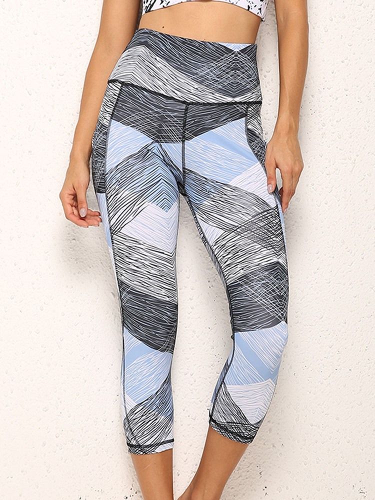 Polyester Quick Dry Lommer Color Block Dame Badminton Yoga Bukser Høy Midje Tiktok Leggings