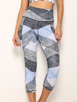 Polyester Quick Dry Lommer Color Block Dame Badminton Yoga Bukser Høy Midje Tiktok Leggings